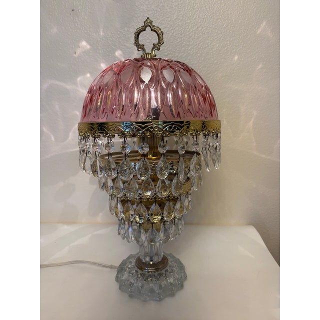 Mid-Century Modern 1940's Pink Michelotti Cranberry Pink Boudoir Parlor Lamp, Made in Holland For Sale - Image 3 of 3
