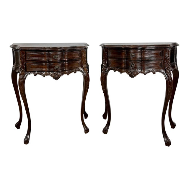 French Louis XV Style Bombe Nightstands with Two Drawers, 1930, Set of 2 For Sale - Image 12 of 12