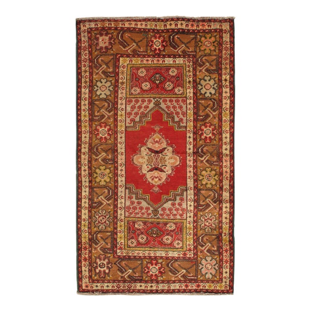 Vintage Turkish Oushak Area Rug 3ft 7inb X 6ft 4in For Sale