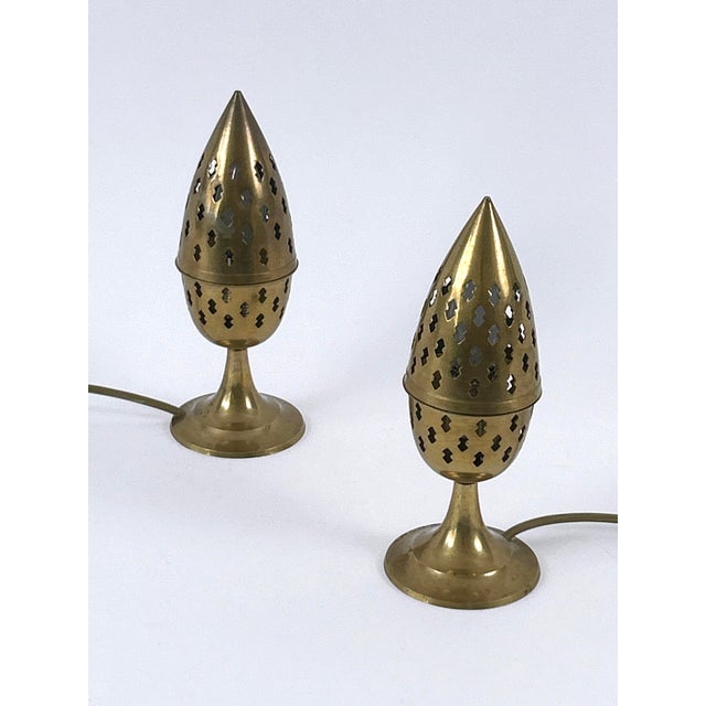 Perforated Brass Bedside Table Lamps, Sweden, 1960s, Set of 2 For Sale - Image 11 of 18