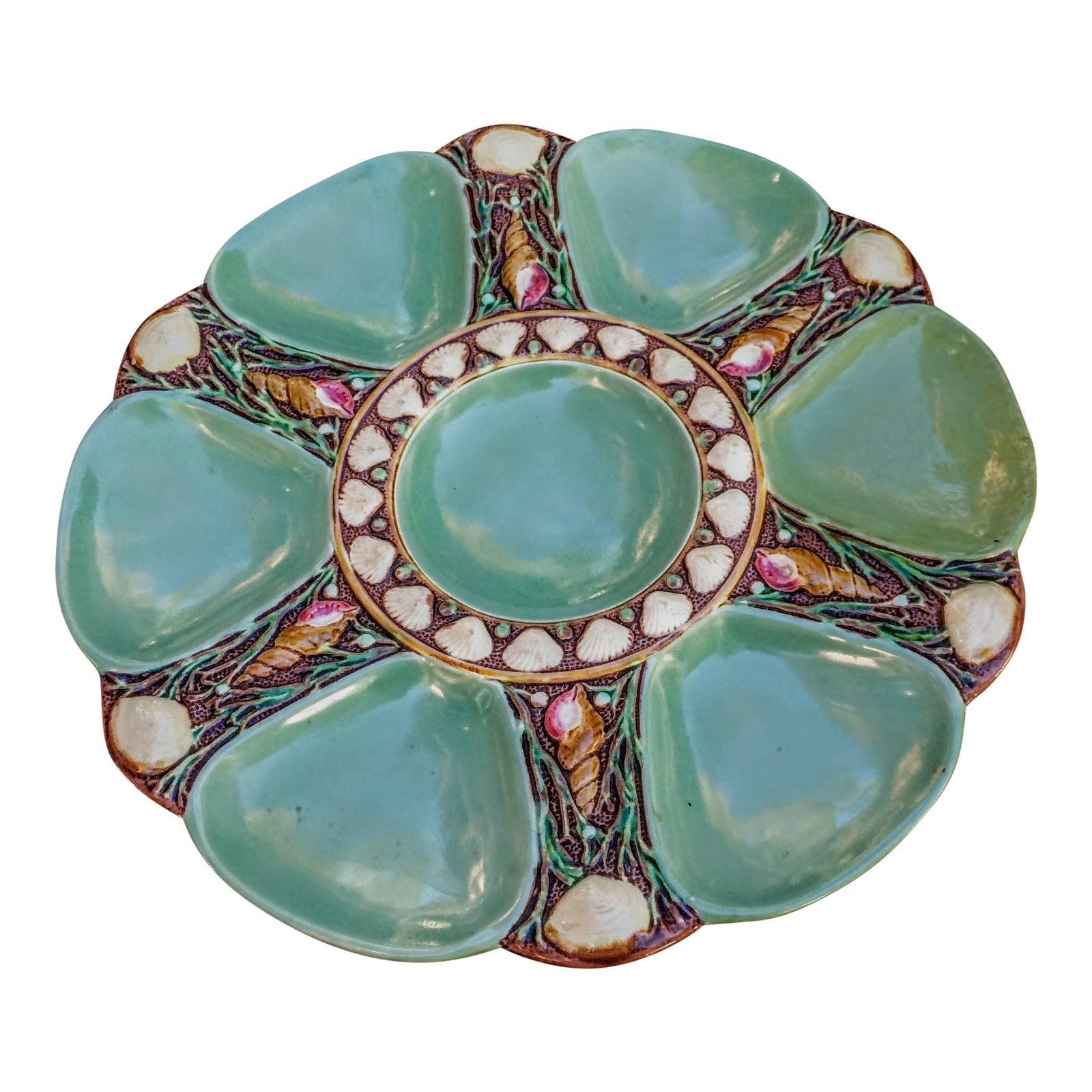 Antique Minton Majolica 6 Oyster Plate Chairish