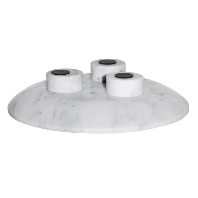 Stone Modern Minimalist Low White Marble Plate Bowl For Sale - Image 7 of 8