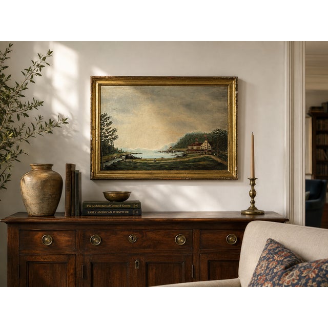 19th Century American Folk Art Adirondack or New England Resort Hotel Oil Painting For Sale In Boston - Image 6 of 8