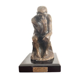 Decorative Bronze Reproduction Sculpture of The Thinker after Auguste Rodin from Hachette For Sale