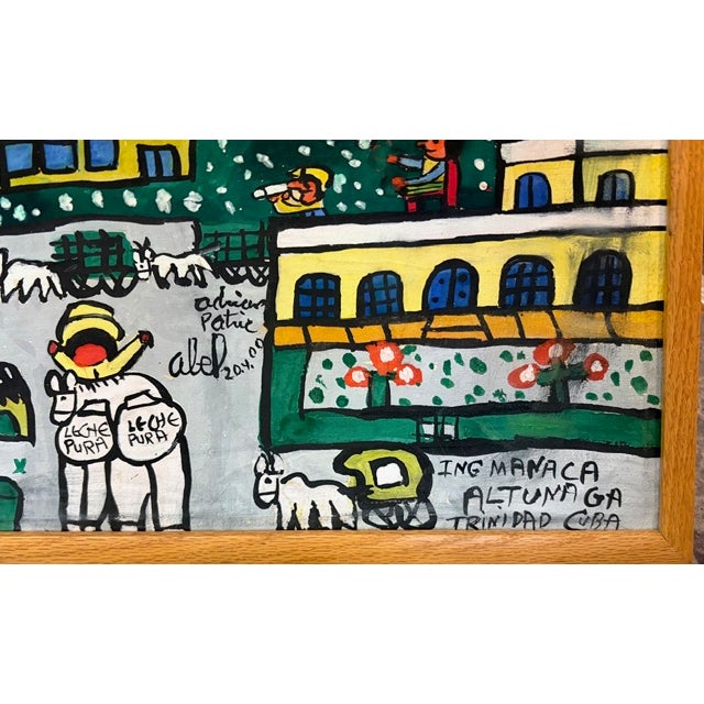 Late 20th Century Vintage Folk Art Cuban Painting, Signed For Sale - Image 5 of 7