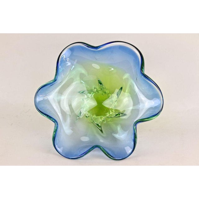 Glass Blue and Green Sommerso Murano Glass Bowl, Italy, 1960s For Sale - Image 7 of 13