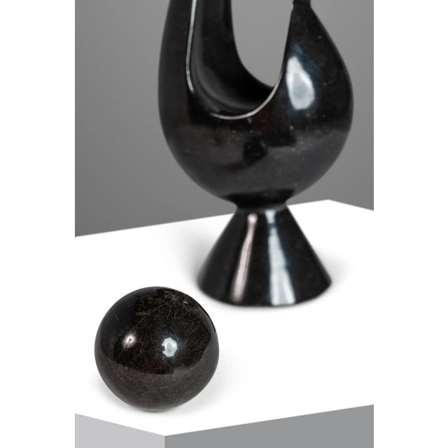 Post Modern Two-Piece Sculpture in Solid Black Marble, Usa, C. 1980's For Sale - Image 12 of 12