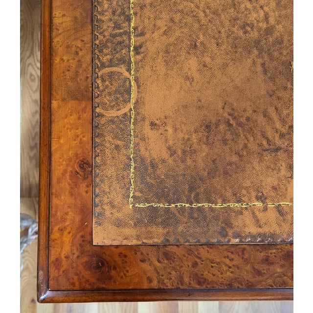 Vintage English Georgian Style Double Pedestal Gilt Tooled Leather Executive Desk For Sale In New York - Image 6 of 7