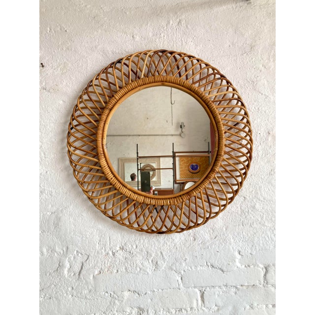 Wicker Mirror attributed to Franco Albini, 1960s, in Flawless conditions. Designed 1960 to 1969 This piece is attributed...