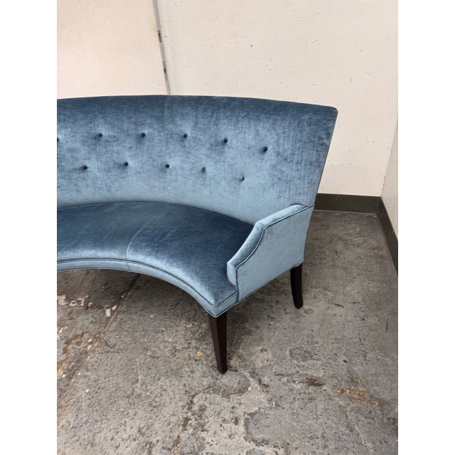 Bespoke Curved Velvet Banquette For Sale - Image 11 of 12