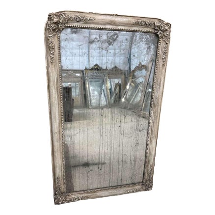 Large 19th Century Antique French Louis Philippe Painted Mirror For Sale