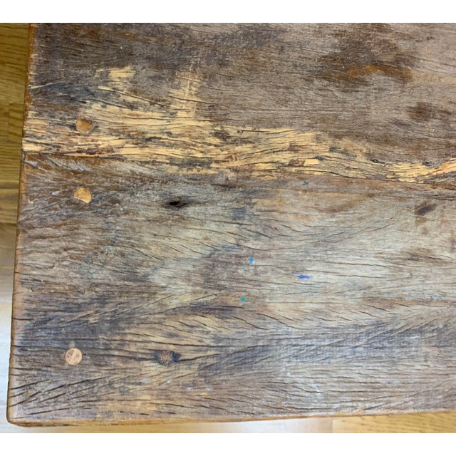 Rustic Vintage Rustic Wood Coffee Table With Black Base For Sale - Image 3 of 9