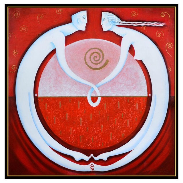Contemporary Late 20th Century Circle of Life Acrylic Painting, Orlando Agudelo Botero For Sale - Image 3 of 6