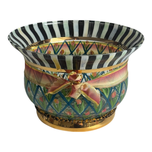 Vintage MacKenzie-Childs Circus Tulips Hand Blown/Hand Painted Glass Bowl-Retired