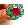Bochic "Orient" Vintage Ruby & Emerald Flower Ring Set In 18K Gold & Silver For Sale - Image 16 of 18