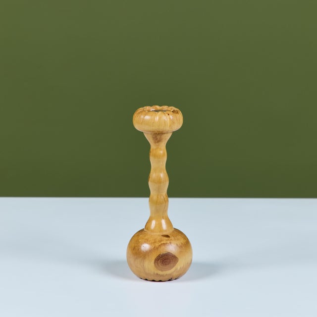 Early 21st Century Hand Turned Spalted Birch Candlestick Holder by Evan Segota For Sale - Image 5 of 13