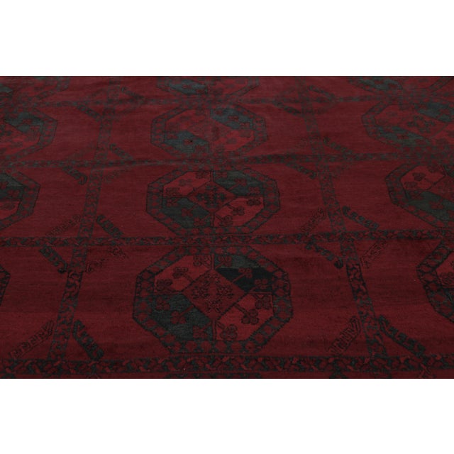 Textile Vintage Midcentury Bokhara Traditional in Wool Red and Blue Geometric Rug For Sale - Image 7 of 9