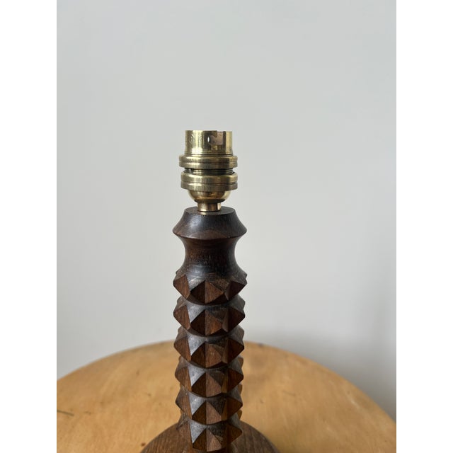 Charles Dudouyt Vintage Turned Wood Table Lamp by Charles Dudouyt, 1940s For Sale - Image 4 of 14