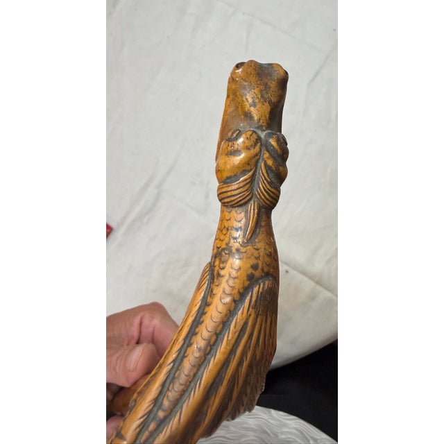 Antique 19th Century Hand Carved Folk Art Dragon Walking Stick Cane Sculpture For Sale - Image 9 of 16