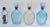 Mid-20th Century American Blown Glass Flasks Decanter Bottles Friendship Horn of Plenty Blue Amber - Set of 3 For Sale - Image 9 of 18