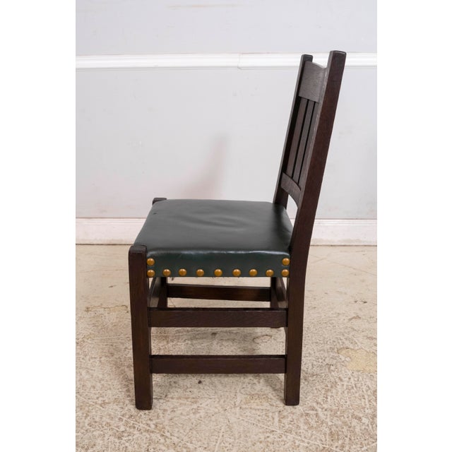 Mission Antique Stickley Attributed Mission Oak Style Side Chair For Sale - Image 3 of 14