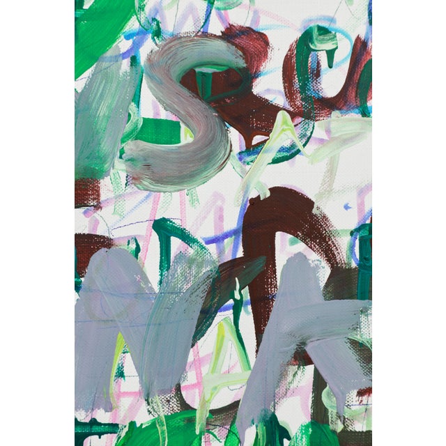 "Water Plants, Lemons, Bananas" Large Colourful Abstract Acrylic Painting by Simon Findlay For Sale - Image 9 of 12