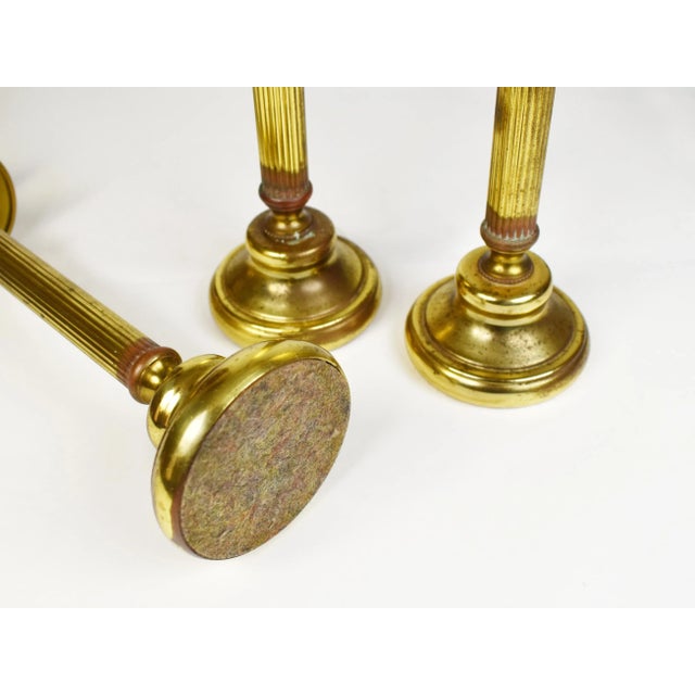Antique Brass Candle Stick Holders - Set of 3 For Sale - Image 6 of 7