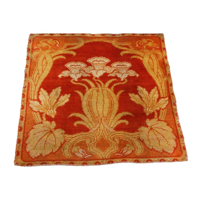 1910s Antique Hooked Silk Rug in Red and Beige Floral Patterns - Rug & Kilim For Sale - Image 5 of 7
