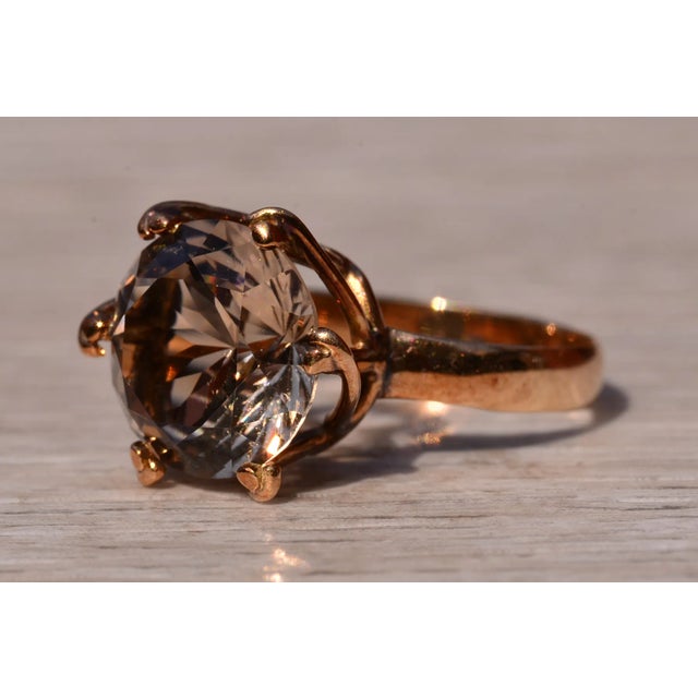 The Lazy Point: Mid Century Modern Smokey Quartz Ring For Sale In Philadelphia - Image 6 of 12