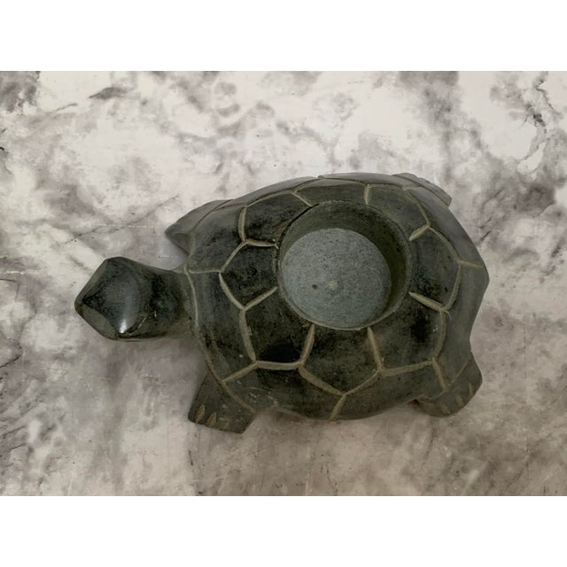 2000 - 2009 Vintage Stone Carved Turtle Decor TeaLight Holder For Sale - Image 5 of 8