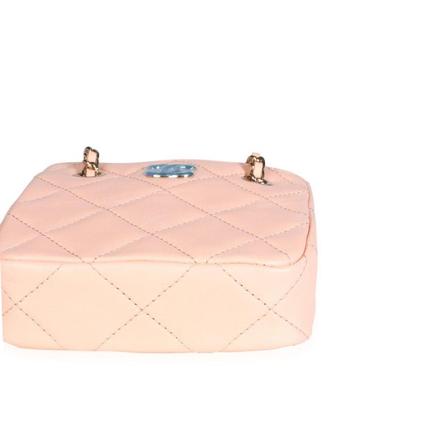 2020s Pink Quilted Lambskin Tiny Shopping Bag For Sale - Image 5 of 8