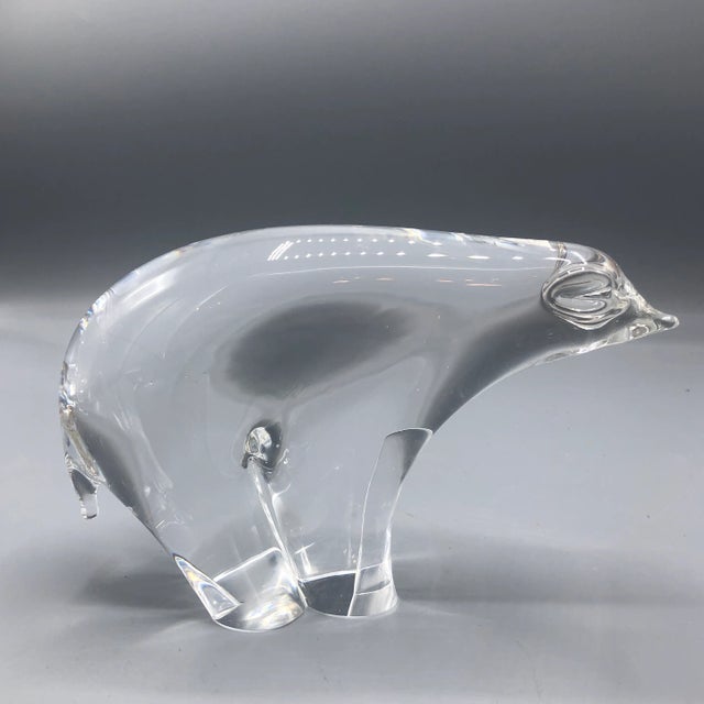 Transparent Clear Crystal Sculpture of a Polar Bear For Sale - Image 8 of 8
