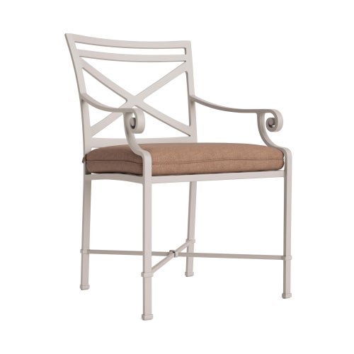 Brown Jordan Venetian Arm Chair, Dove frame with Fusion Clay fabric