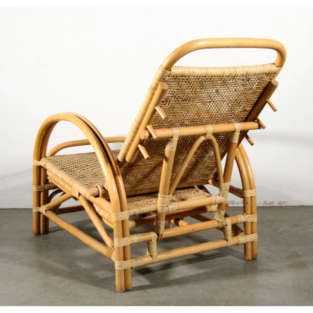 Vintage Bamboo Rattan Adjustable Lounge Chair / Recliner For Sale - Image 12 of 13