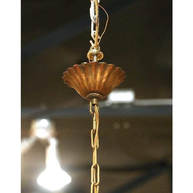 Early 20th Century French Gilt Tole Three-Light Chandelier With Glass Flowers For Sale - Image 10 of 10