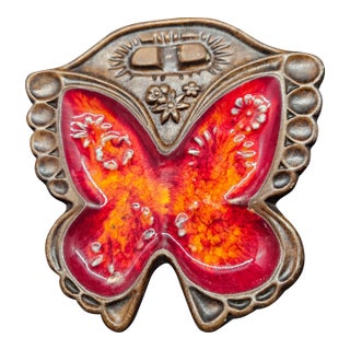 Vintage Treasure Craft Butterfly Trinket Tray For Sale