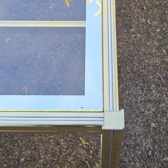 Vintage French Golden Glass and Brass Side Table, 1970s For Sale - Image 12 of 14