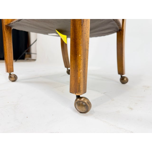 Mid 20th Century Set of Four Vintage Caned Back Rolling Armchairs With Upholstered Seats For Sale In New York - Image 6 of 7