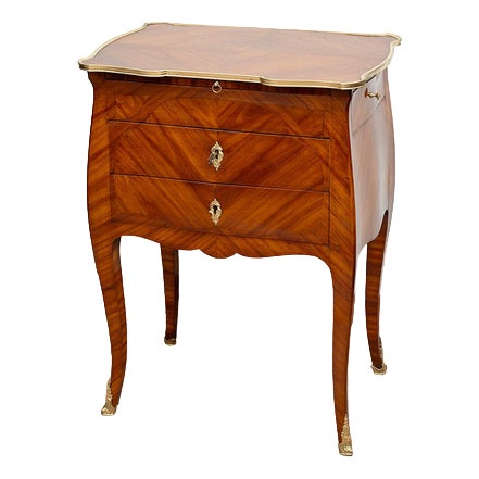 Antique French Napoleon III Bedside Table in Exotic Wood, Late 19th Century For Sale