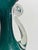 Late 20th Century Vintage Teal Green Art Glass Vase With Clear Applied Scroll Handles For Sale - Image 5 of 7