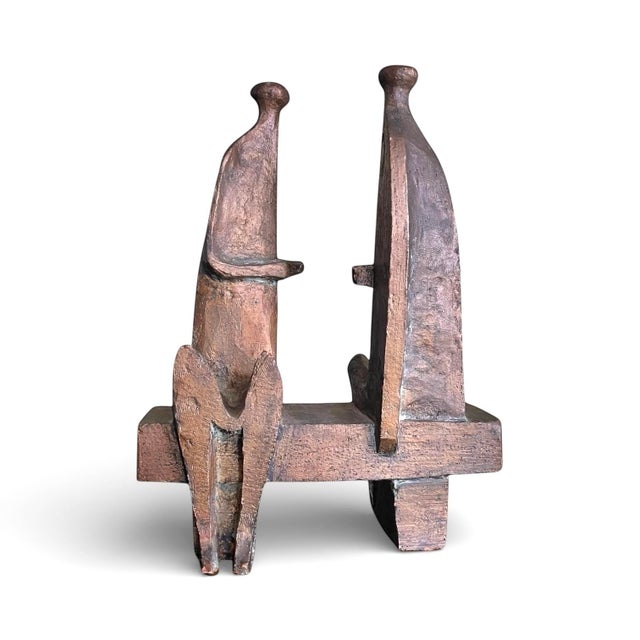 Henry Moore Vintage Figural Terracotta Sculpture of Two Seated Figures For Sale - Image 4 of 10