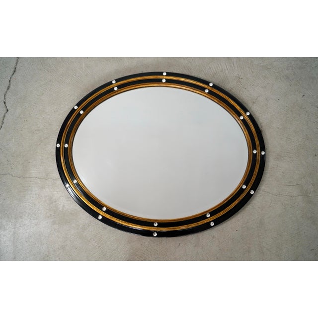 Labarge 1960’s Hollywood Regency Oval Beveled Gilded Mirror For Sale - Image 4 of 12