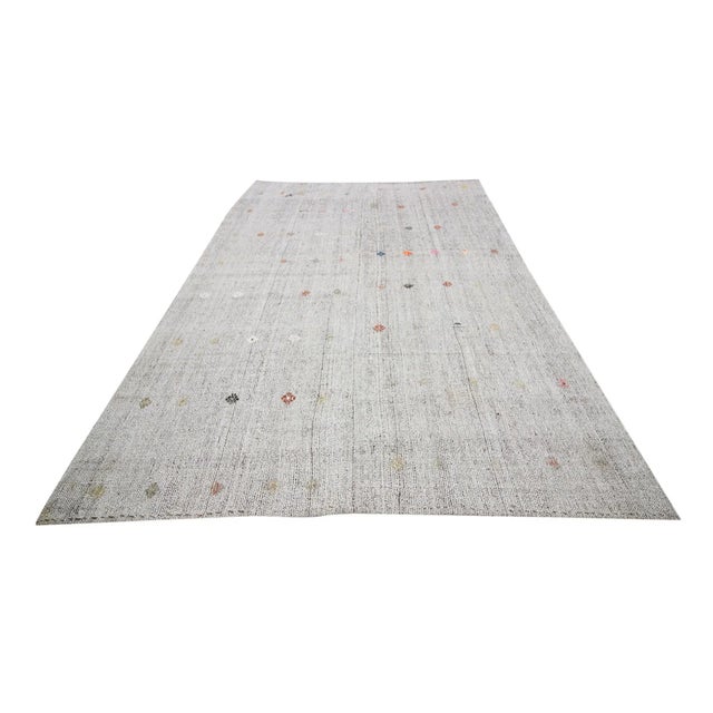 Modern vintage handwoven kilim rug from Adana region of Turkey. Approximately 50-60 years old. In very good condition