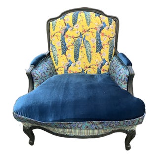 Vintage French Bergere Peacock Chair For Sale
