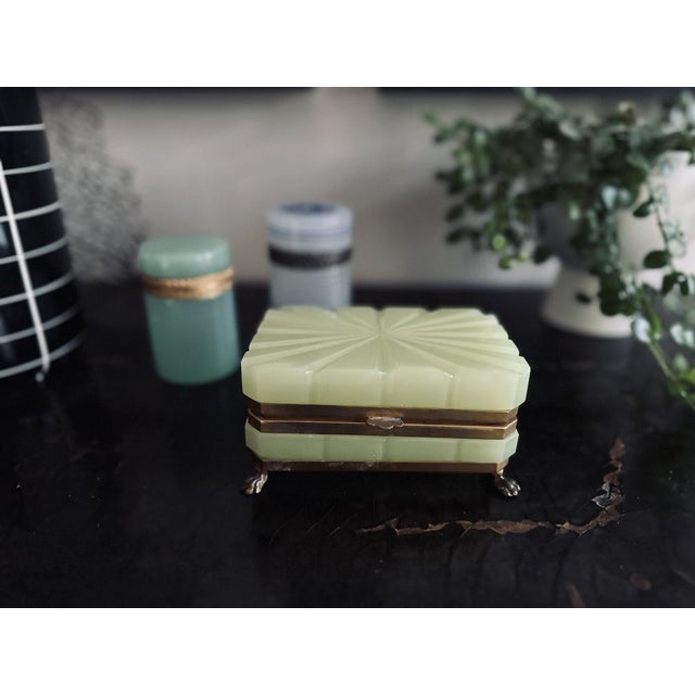 19th Century French Opaline Glass Box in Pistachio Green, 1880s For Sale - Image 18 of 18