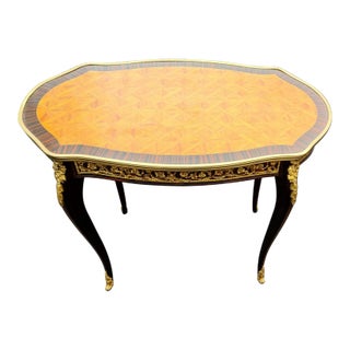 Parquetry French Style Inlaid Accent Oval Table/Desk,side and Center Table For Sale