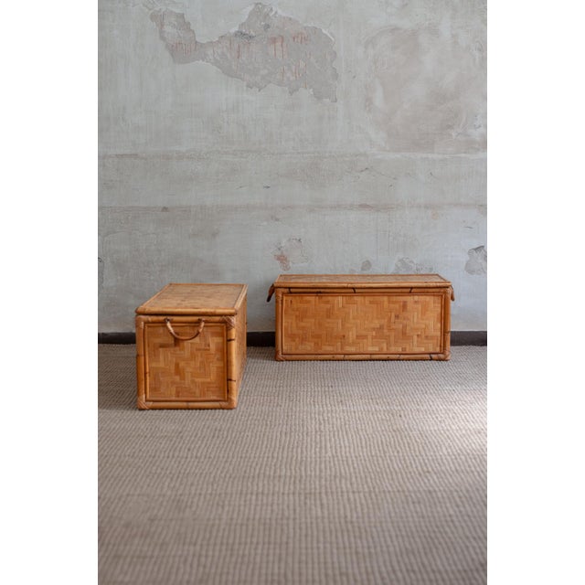 Vitage Bamboo Storage Trunks, 1980s, Set of 2 For Sale - Image 12 of 12