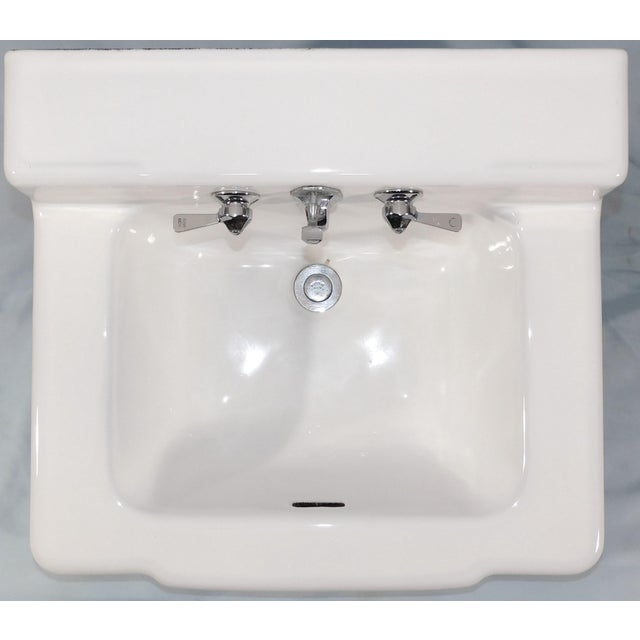 Mid 20th Century 1946 Vintage Porcelain & Cast Iron Wall-Mounted Sink in Very Nice Condition For Sale - Image 5 of 18