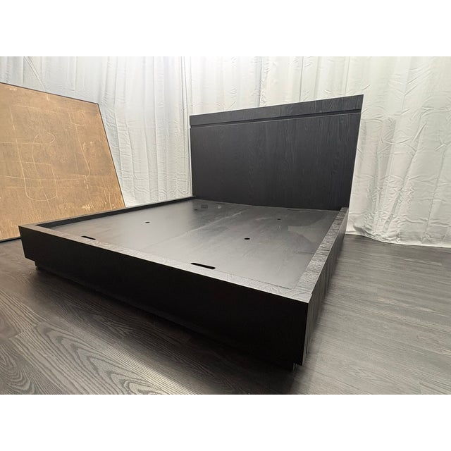 Rh Bezier Panel Bed — King Black Oak | Bronze Accents | 56" Headboard For Sale - Image 9 of 18