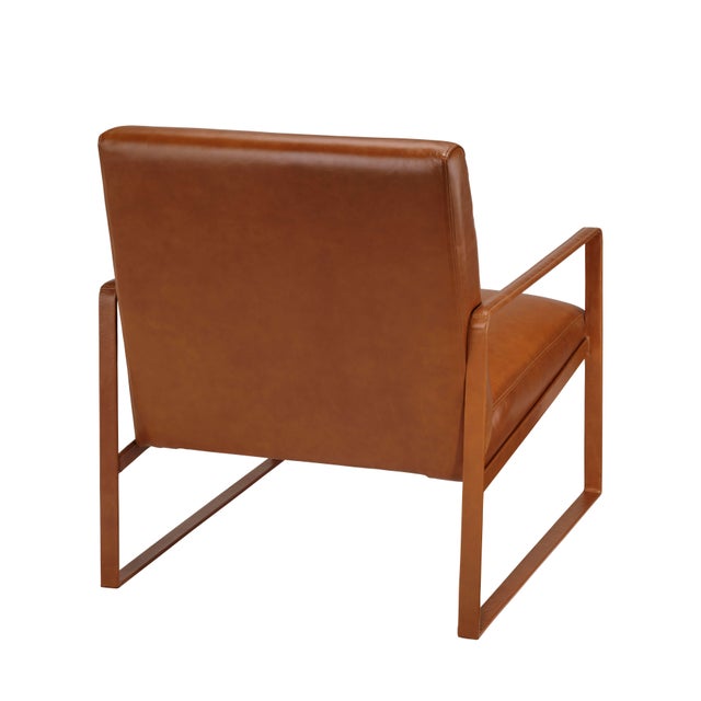 Metal Hemingway Accent Chair, Saddle Leather For Sale - Image 7 of 9